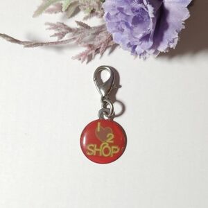 Vintage Red & Silver Tone I ♡ 2 SHOP Pendant or Charm Jewelry Making Gift